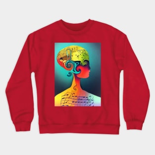 Music Notes On My Mind Surrealism Rectangle Design Crewneck Sweatshirt